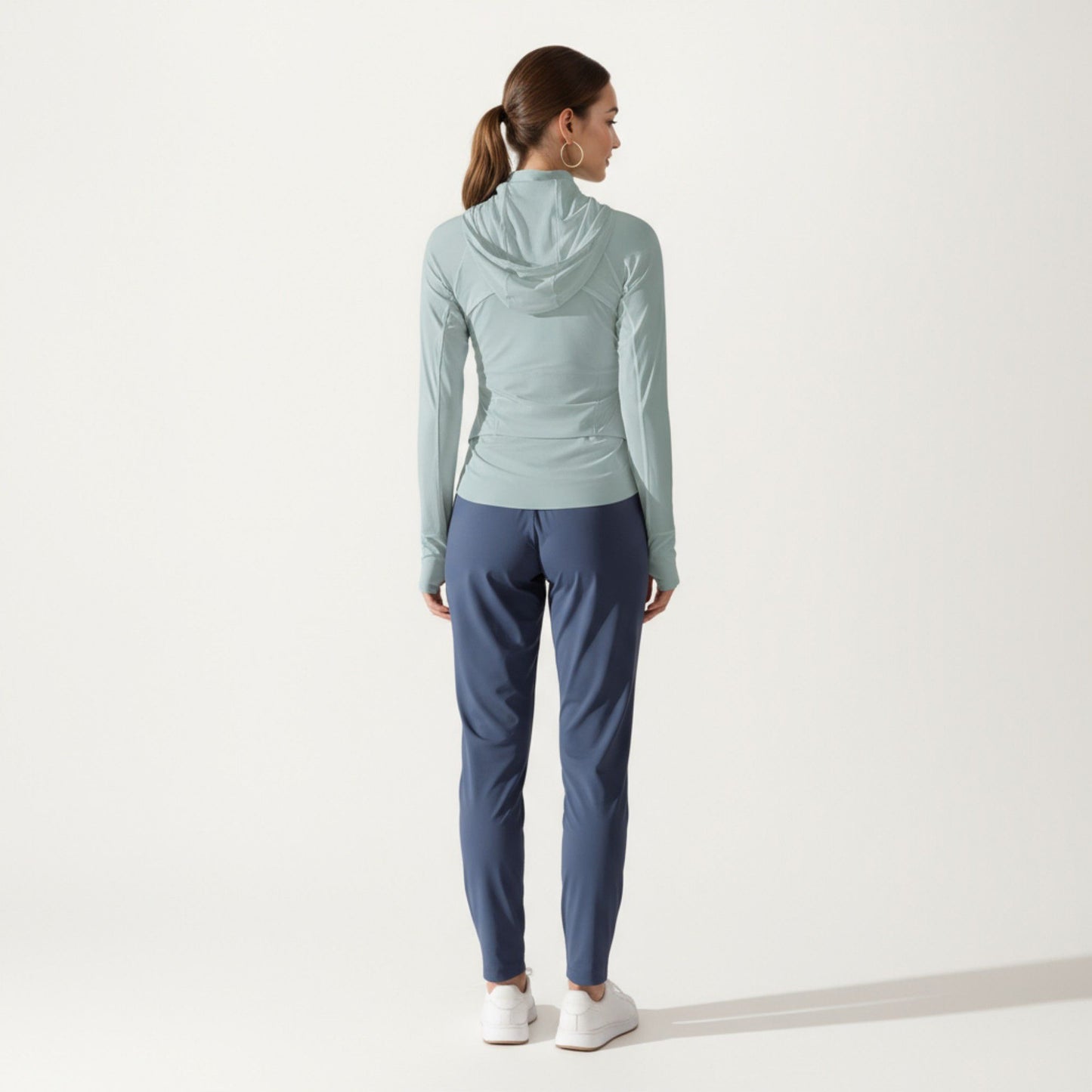 Full Zip Long Sleeve Active Jacket with Fitted Silhouette and High Neck