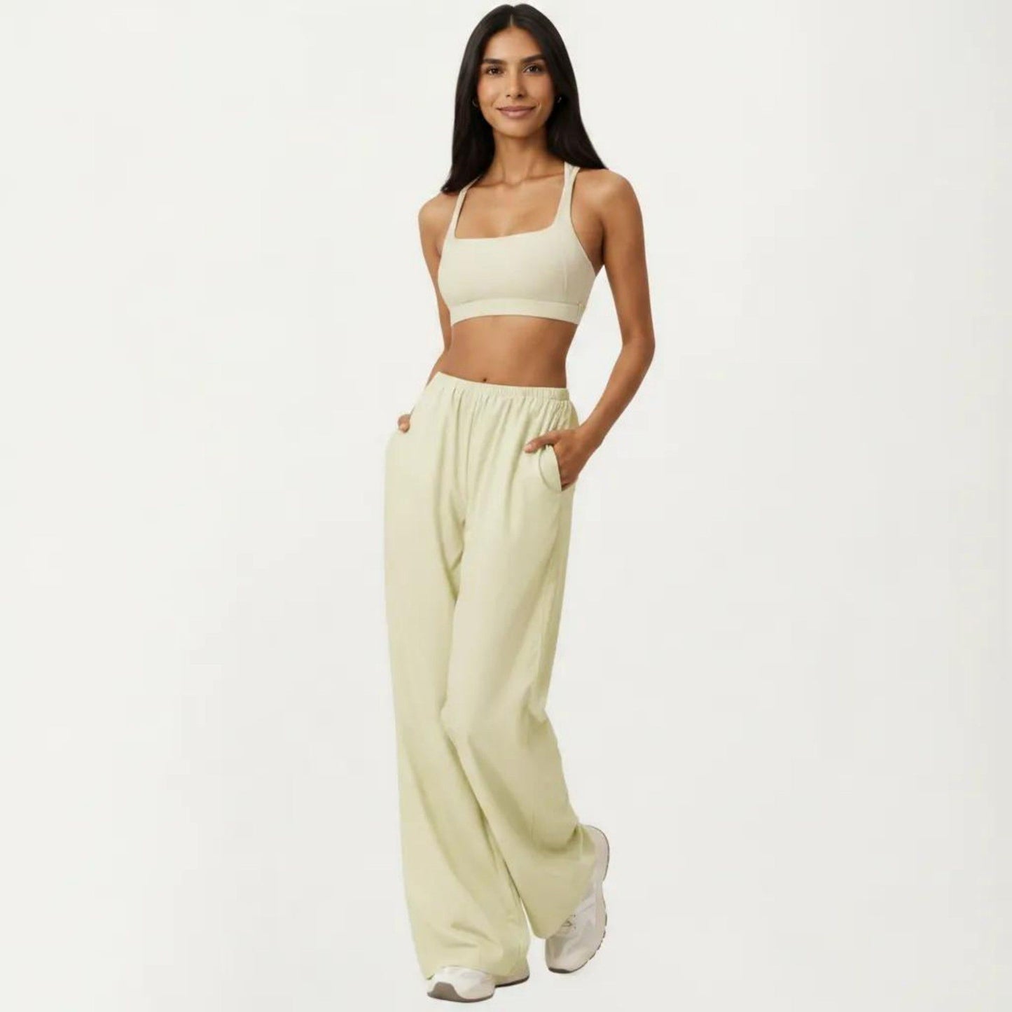 Wide Leg Lounge Pants with Elastic Waistband and Relaxed Draped Fit