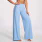 High Waist Wide Leg Workout Pants with Contrast Side Stripes