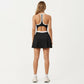 Athletic Dress with Racerback Top Built-In Shorts Contrast Trim Pleated Skirt