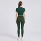 Short Sleeve Twist Front Crop Workout Top Crew Neck Yoga Activewear T Shirt