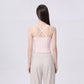 Contrast Trim Double Strap Cropped Cami Tank Top with Fitted Light Support Activewear Design