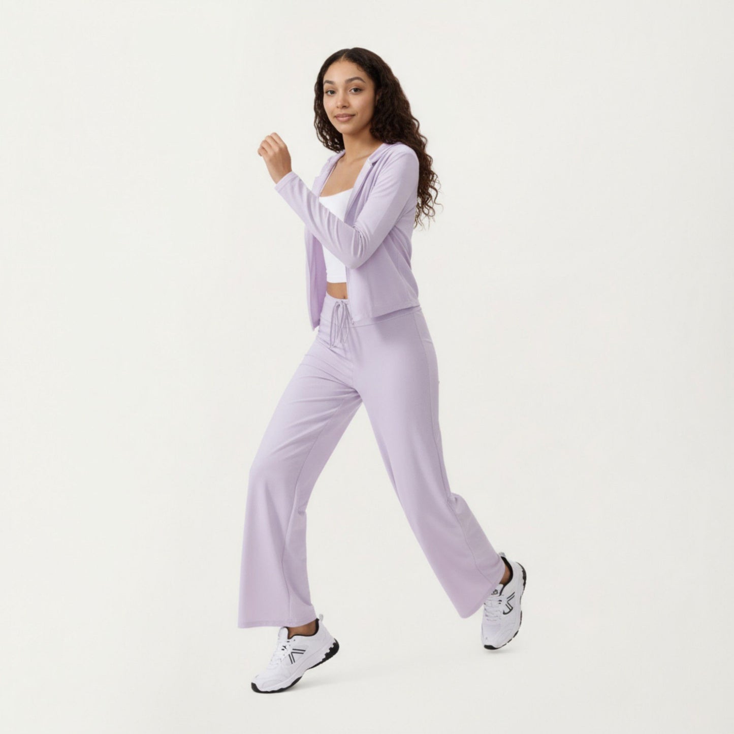 High Waist Wide Leg Sweatpants with Drawstring Waistband