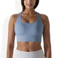 Scoop Neck Stretchy Cropped Banded Criss Cross Back Sports Bra