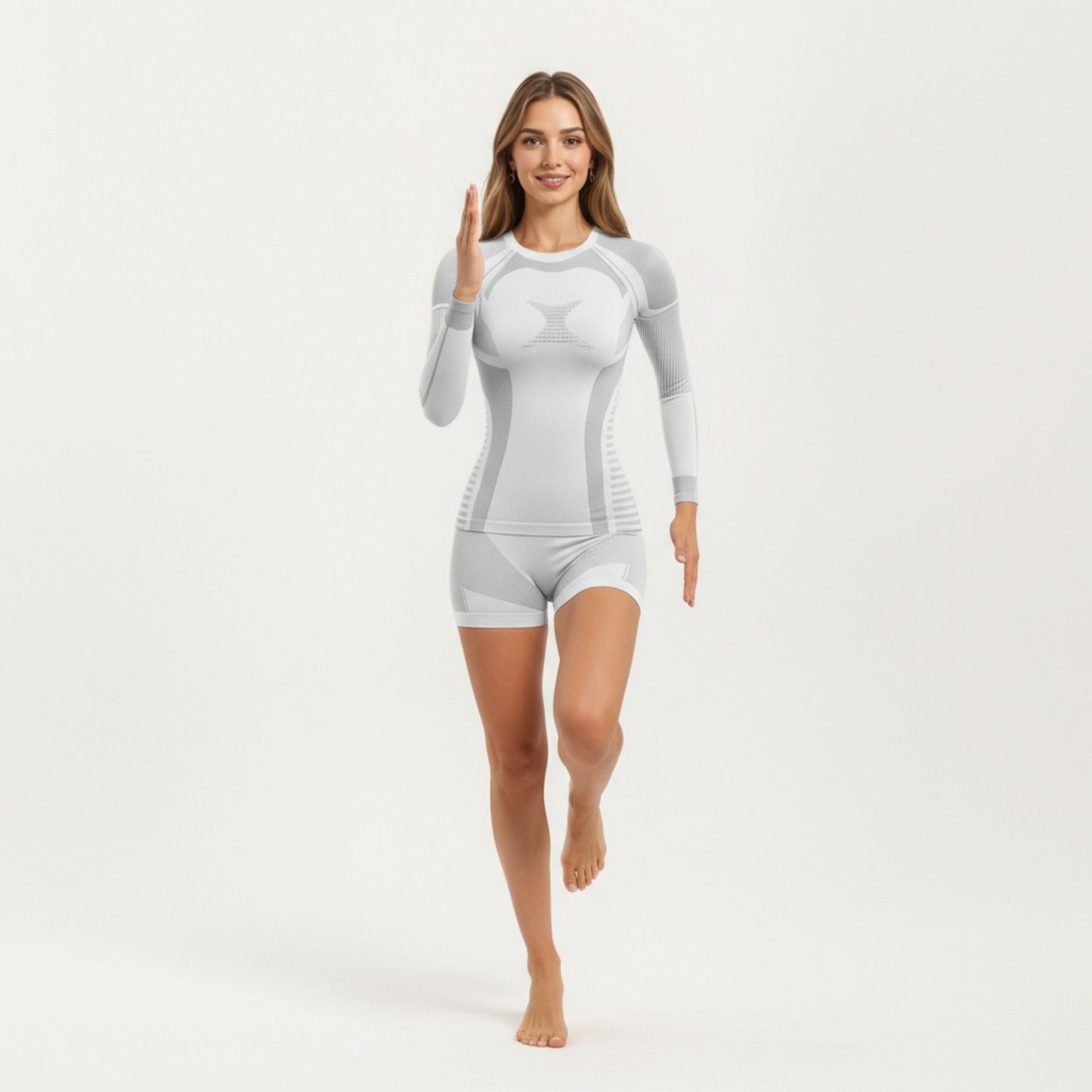 Long Sleeve Seamless Compression Top with Contoured Mesh Detailing
