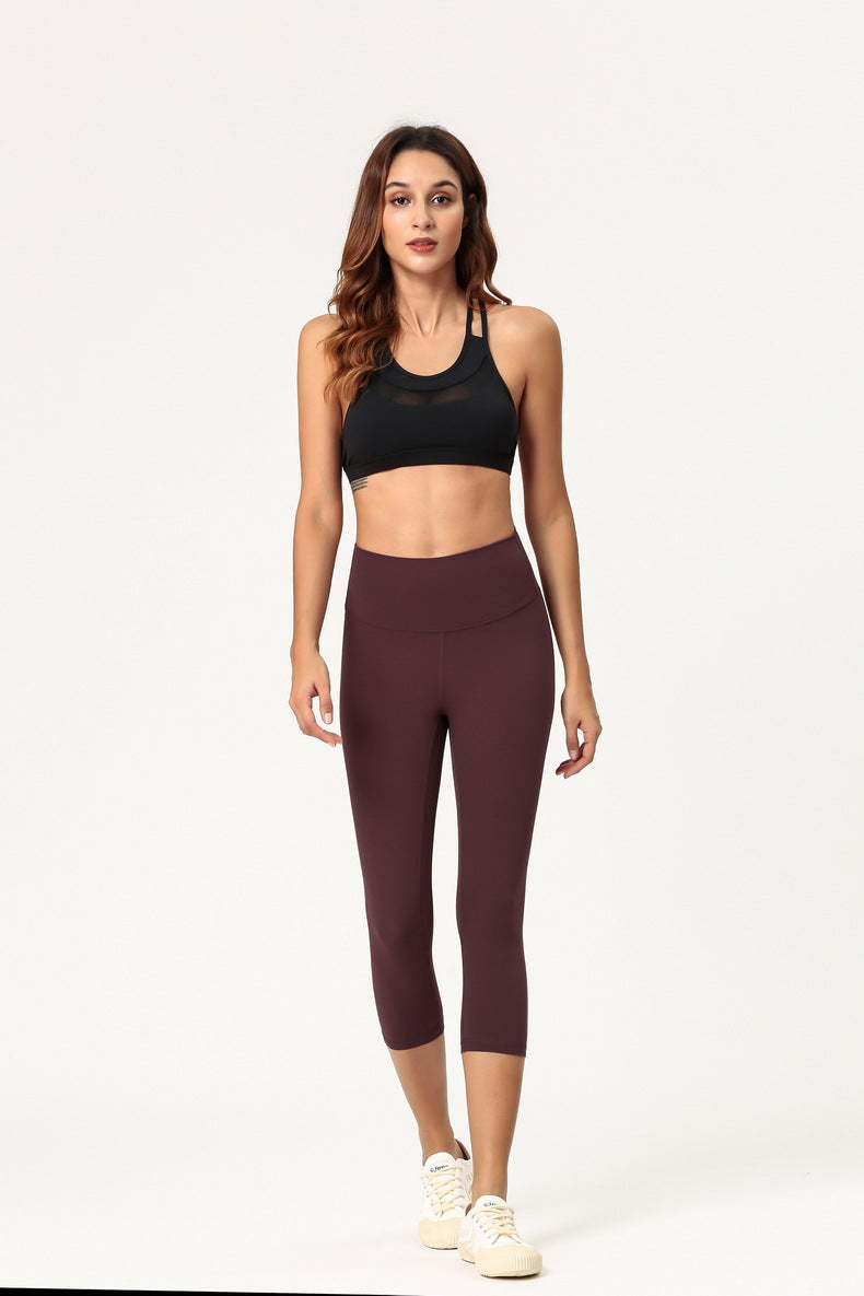 High Waisted Cropped Fitness Leggings