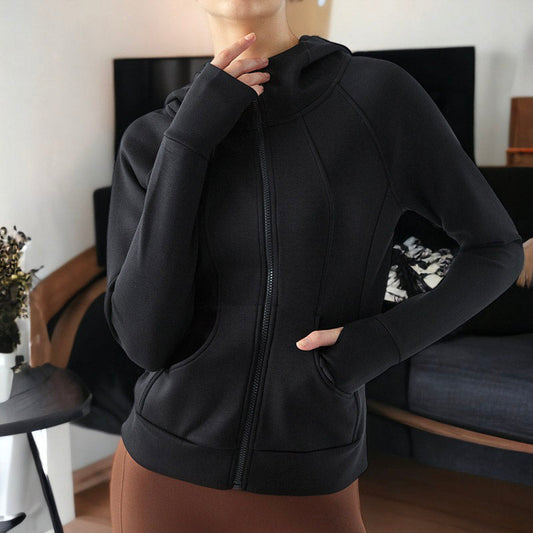 Long Sleeve Loose Zipper Hooded Sweat Jacket