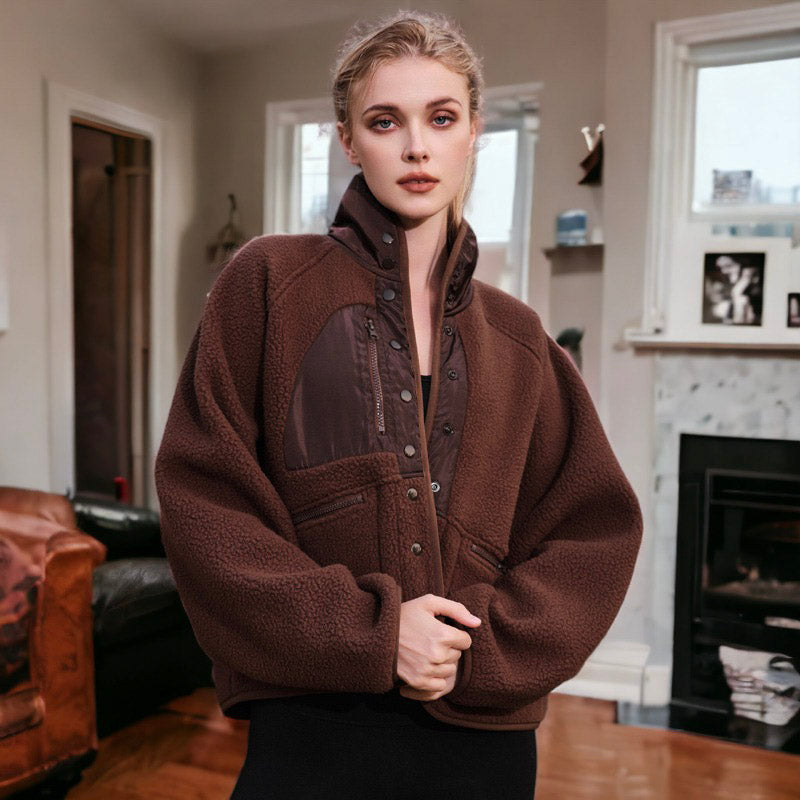 Textured Shearling Button Front Jacket
