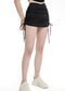 Crossover V Waist Ruched Drawstring Mini Lined Fitness Skirt