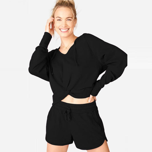 Knot Twist Front Cropped Hoodie