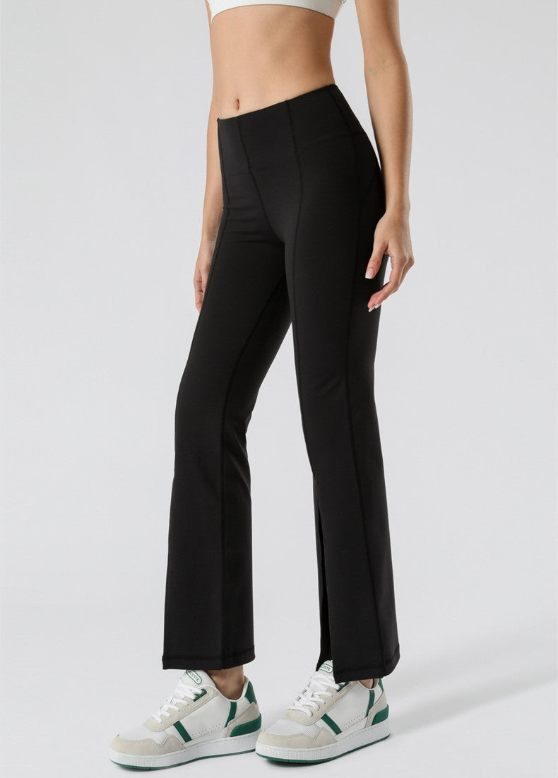 Mid Waist Flare Pants with Center Front Slits