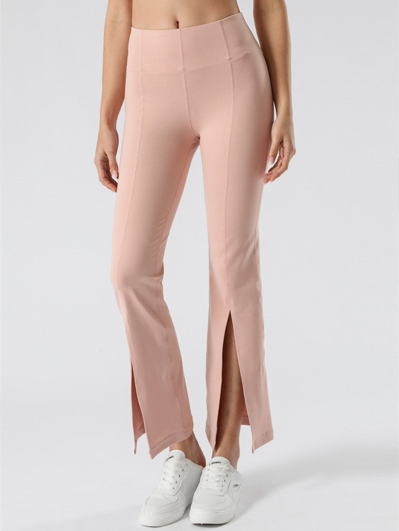 Mid Waist Flare Pants with Center Front Slits