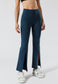 Mid Waist Flare Pants with Center Front Slits