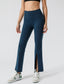 Mid Waist Flare Pants with Center Front Slits