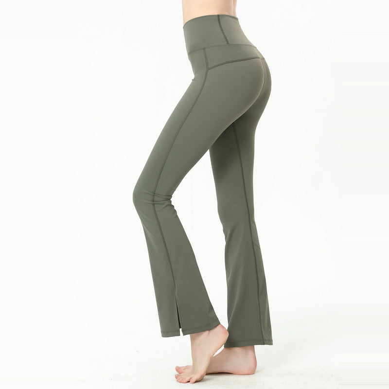 Slim High Rise Flared Yoga Pants with Side Slit
