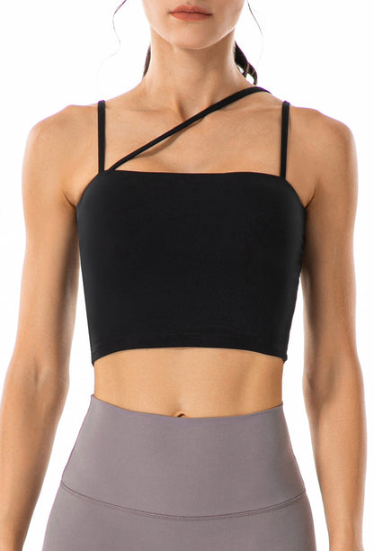 Asymmetrical Cut-Out Strappy Longline Sports Bra Tank