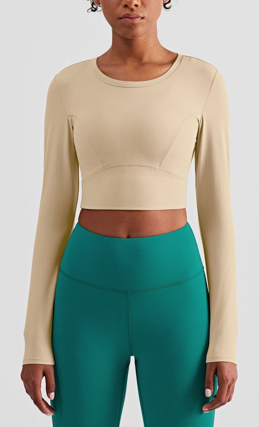 Cropped Contouring Long Sleeve Top