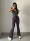 Mid-Rise Drawstring Flare Pants