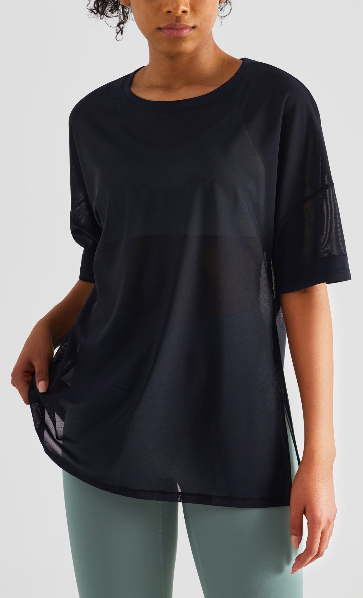Mesh Stitching Casual Sports Top & Cover Up