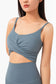 Ruched Twist Front Sports Bra