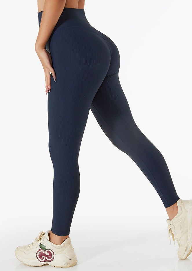 Ribbed High Rise Contouring Lifting Fitness Leggings