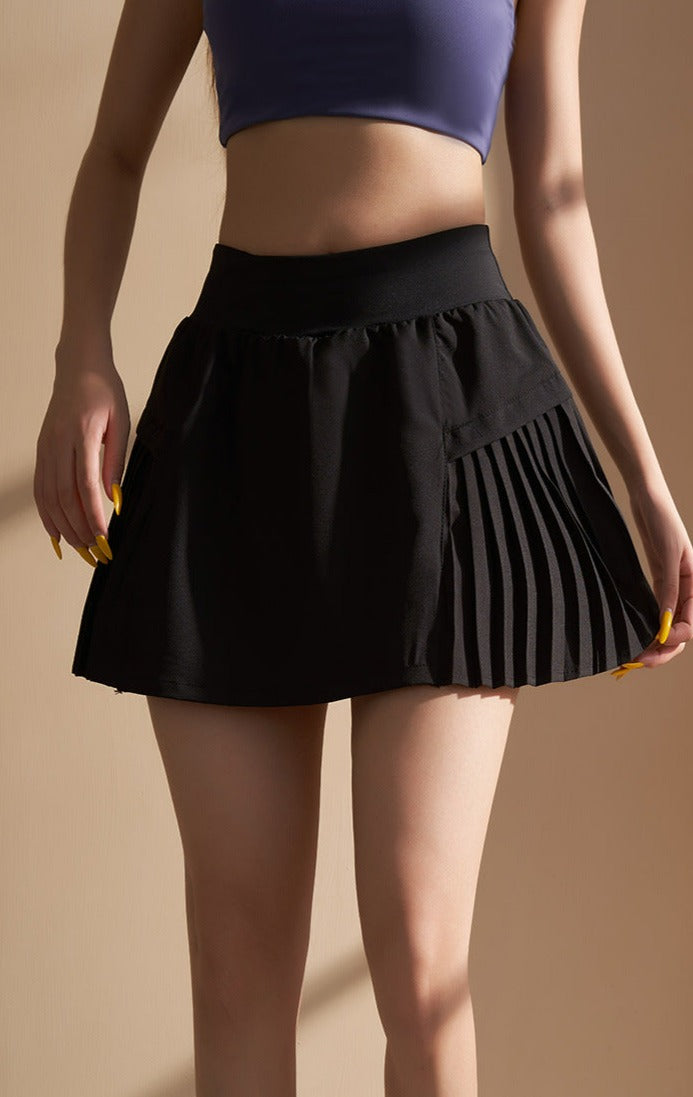Ruffled Sides Elastic Waistband Active Skirt