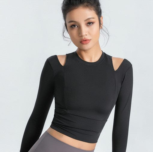 Long Sleeve Shoulder Cutout Top