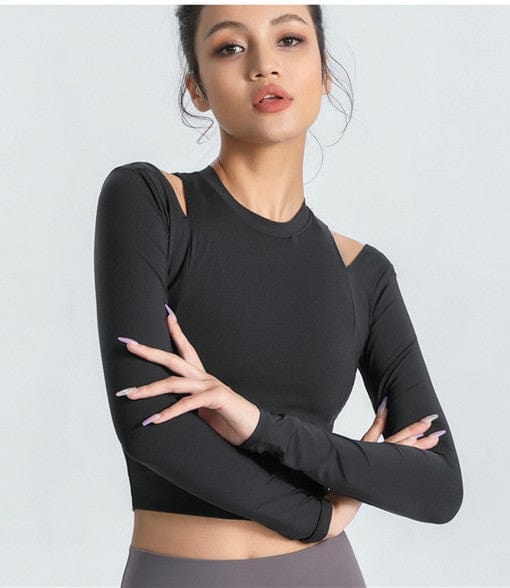 Long Sleeve Shoulder Cutout Top