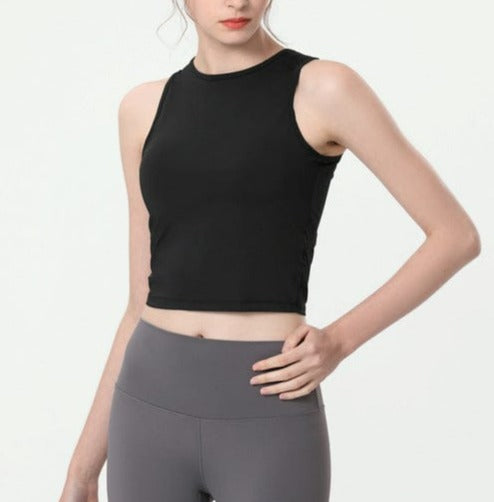 Open Back with Tie String Cropped Active Top