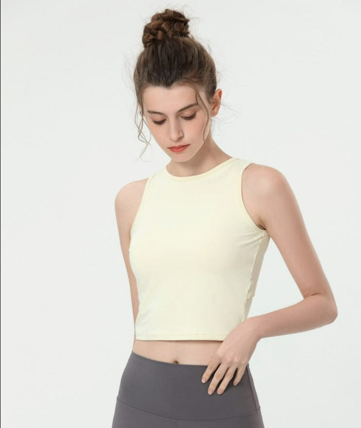 Open Back with Tie String Cropped Active Top
