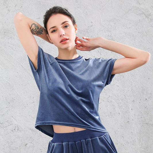 Mesh Lined Velvet Relaxed Tee