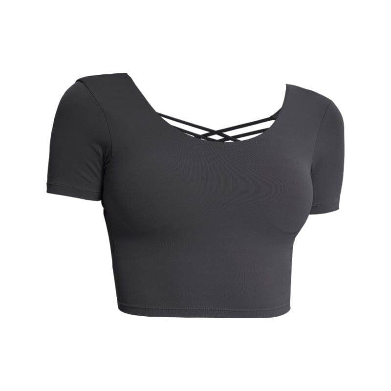 Cross Straps Short Sleeve Active Top