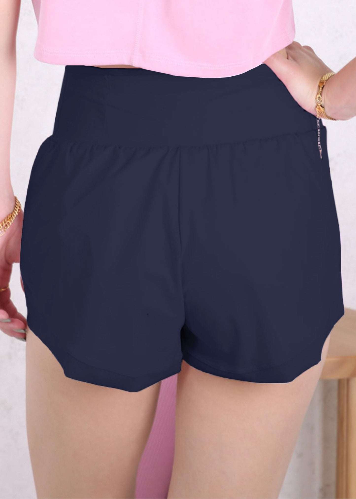 Solid Color Layered Sports Shorts