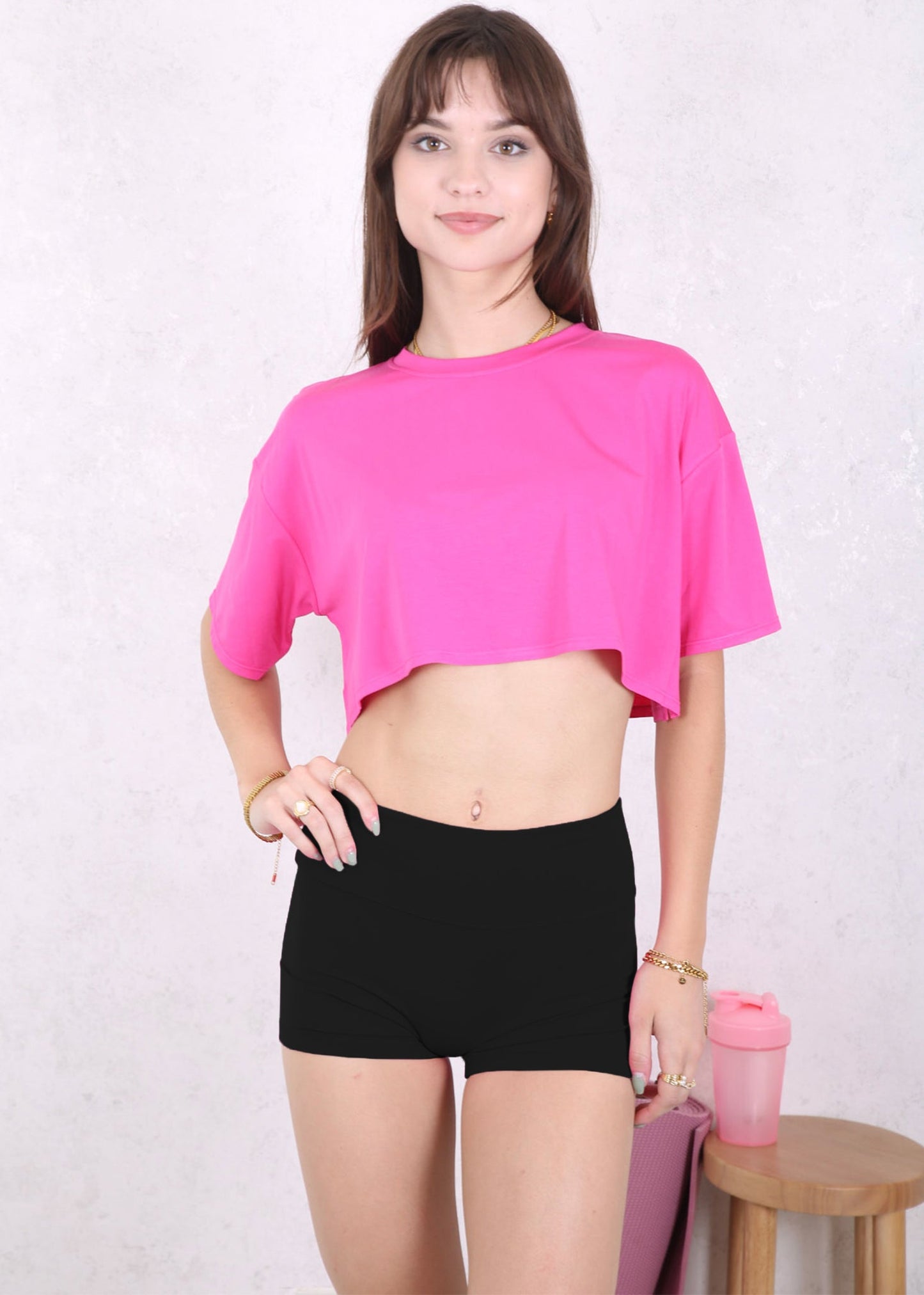 Solid Color High Waist Sports Shorts