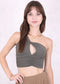 One Shoulder Cutout Front Sports Bra