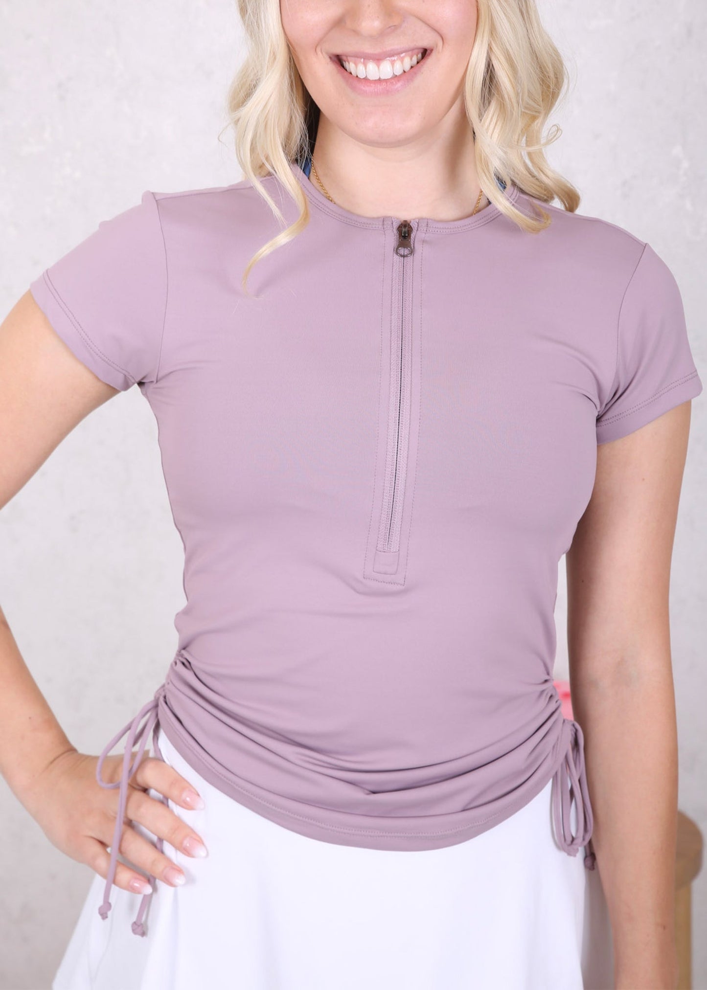 Zip-Up Side Ruched Tee