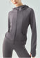 Long Sleeve Loose Zipper Hooded Sweat Jacket