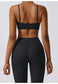 Plunge Neck Twist Front Sports Bra