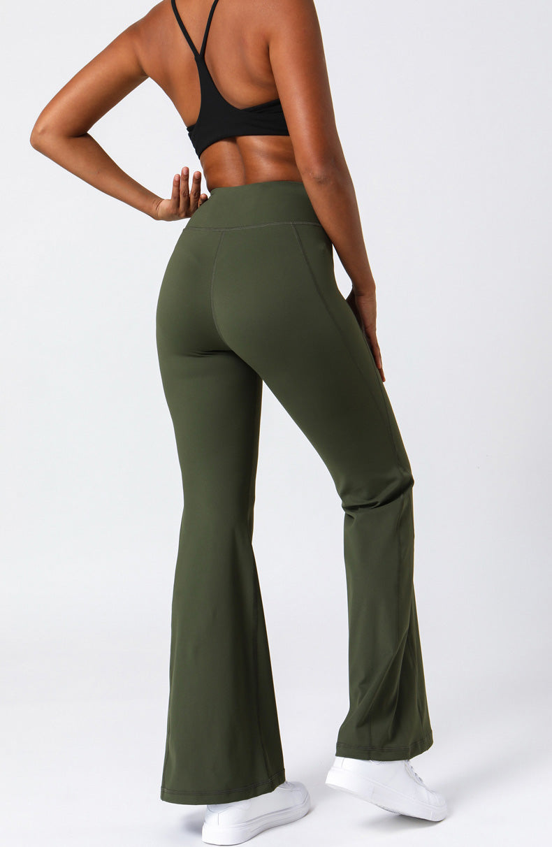 High Waist Flare Pants with Stitching