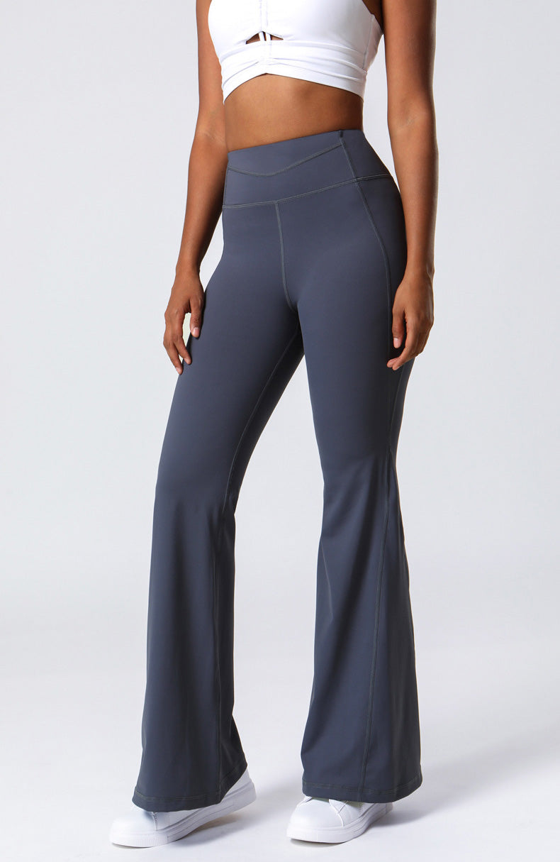 High Waist Flare Pants with Stitching