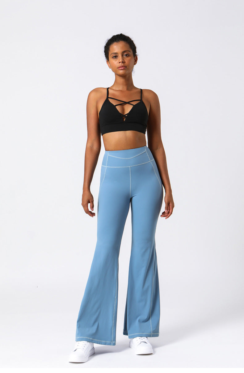 High Waist Flare Pants with Stitching