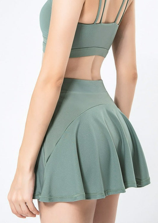 Mini Ruffled Flounce Lined Circle Tennis Skirt