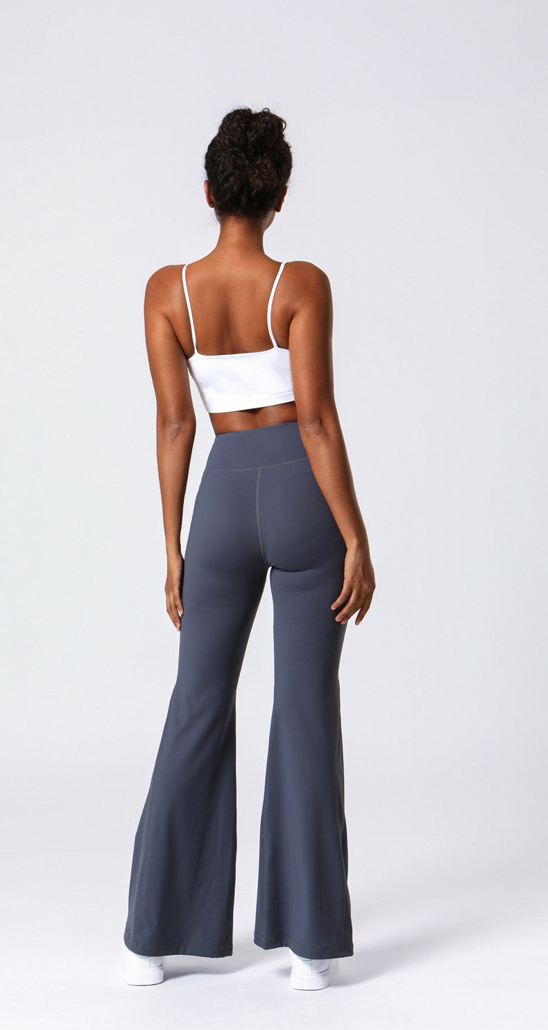 High Waist Flare Pants with Stitching