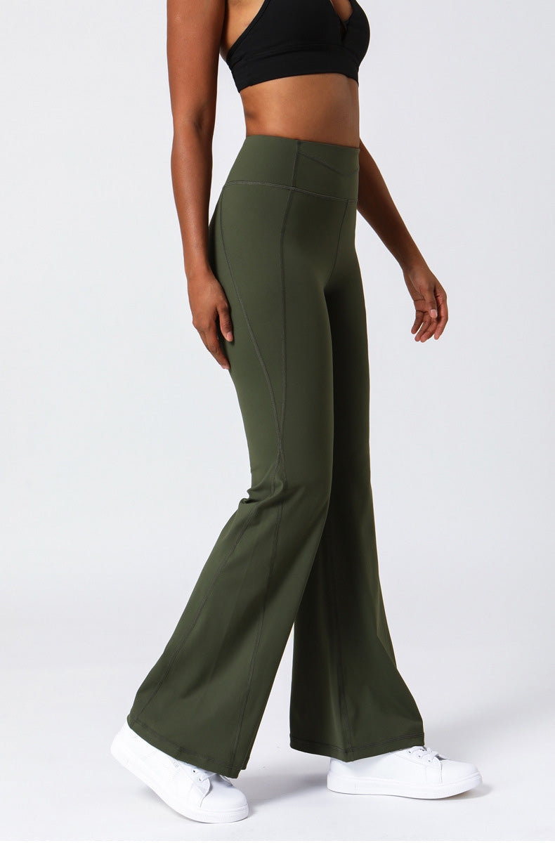 High Waist Flare Pants with Stitching