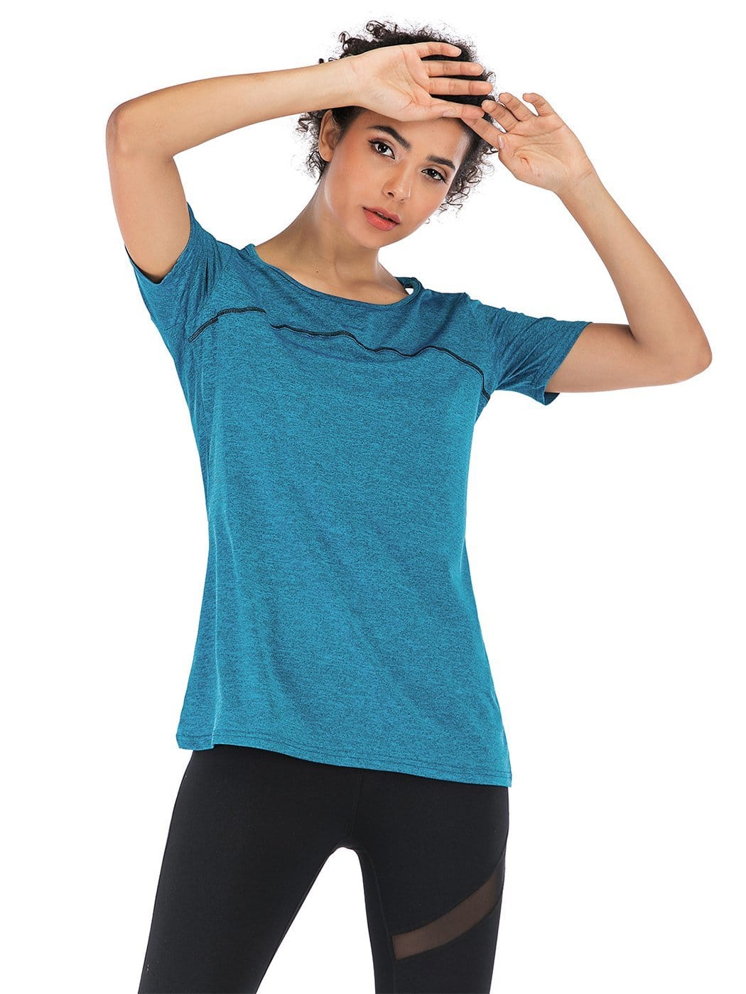 Short Sleeve Yoga Tops Activewear Running Workouts Cross Back Sports Shirts